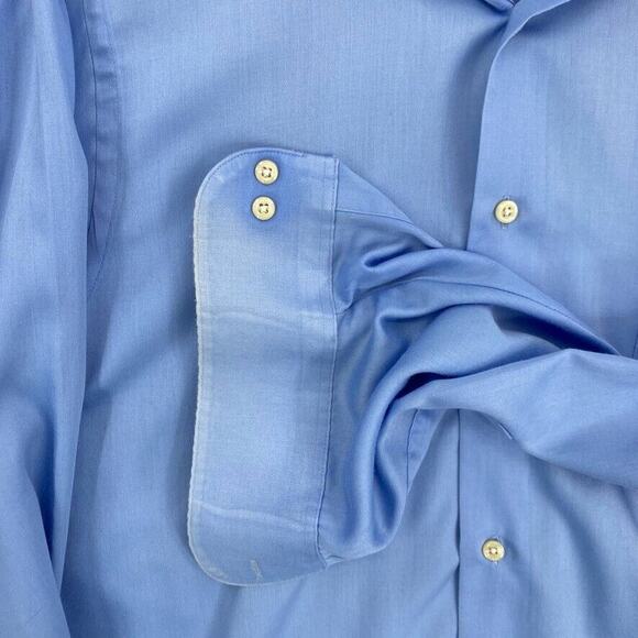 Geoffrey Beene Shirt Mens Medium 15.5 Blue Button Up Long Sleeve Wrinkle Free - Picture 8 of 12
